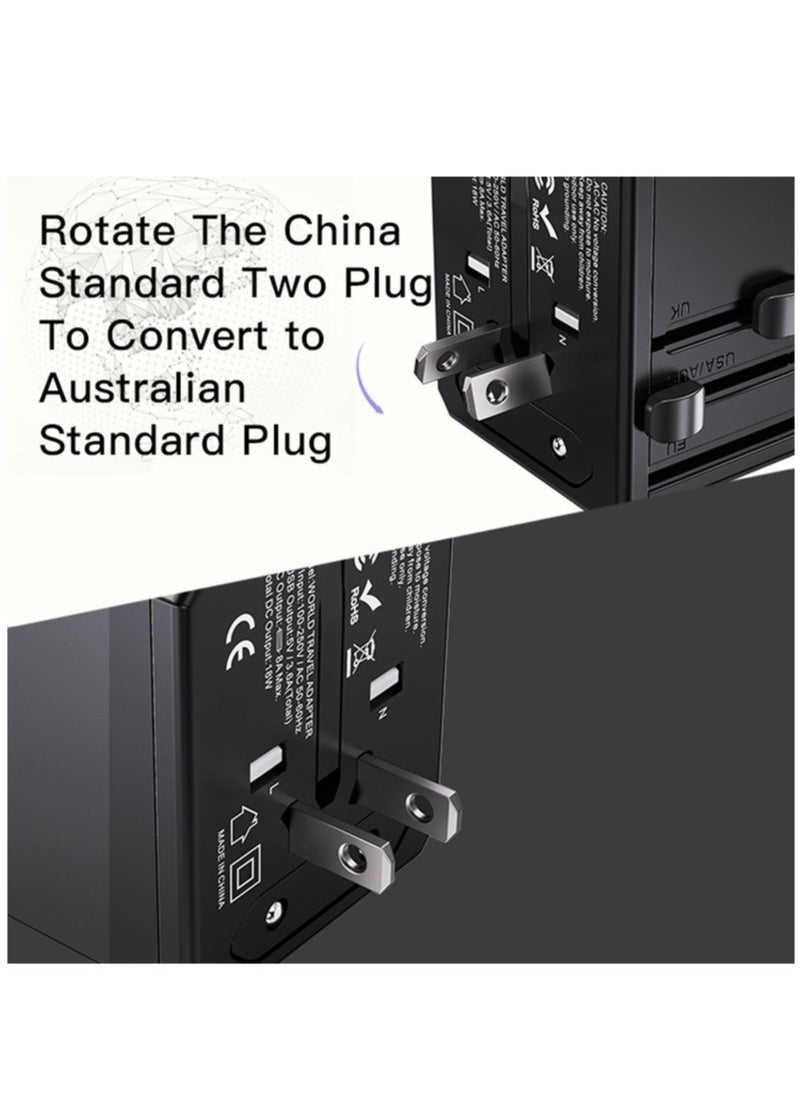 Yesido Yesido MC-10 3 USB + Type-C Ports Multi-function Universal Travel Adapter Plug (Black)  - Image 3