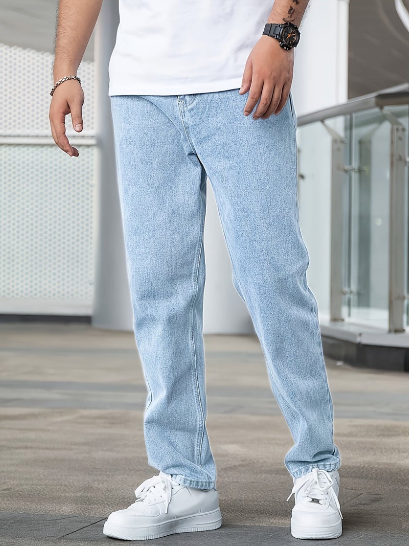 Men'S Spring And Summer Casual Stretch Denim Jeans, Medium Elasticity Blue Denim Fabric, Easy And Stylish Style, Suitable for Daily Wear in Various Occasions - Image 3