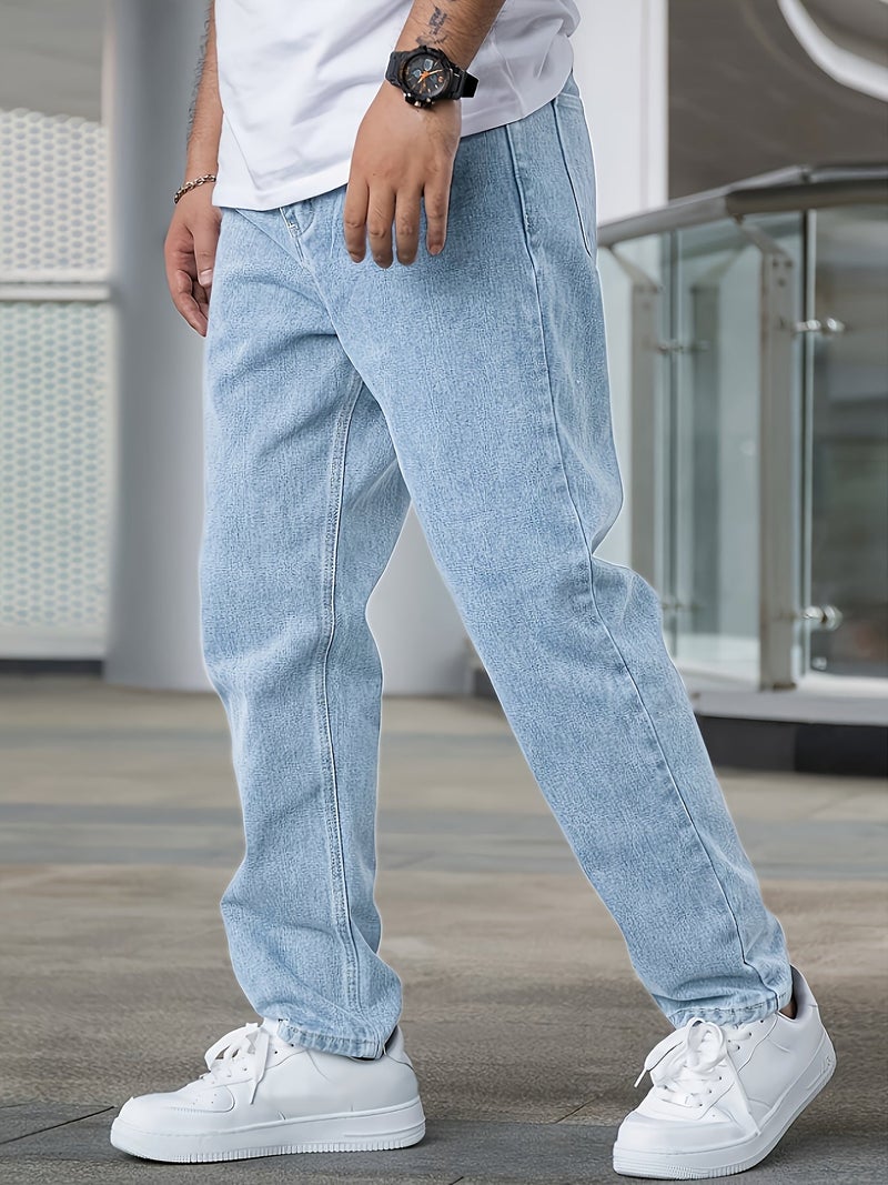 Men'S Spring And Summer Casual Stretch Denim Jeans, Medium Elasticity Blue Denim Fabric, Easy And Stylish Style, Suitable for Daily Wear in Various Occasions - Image 2