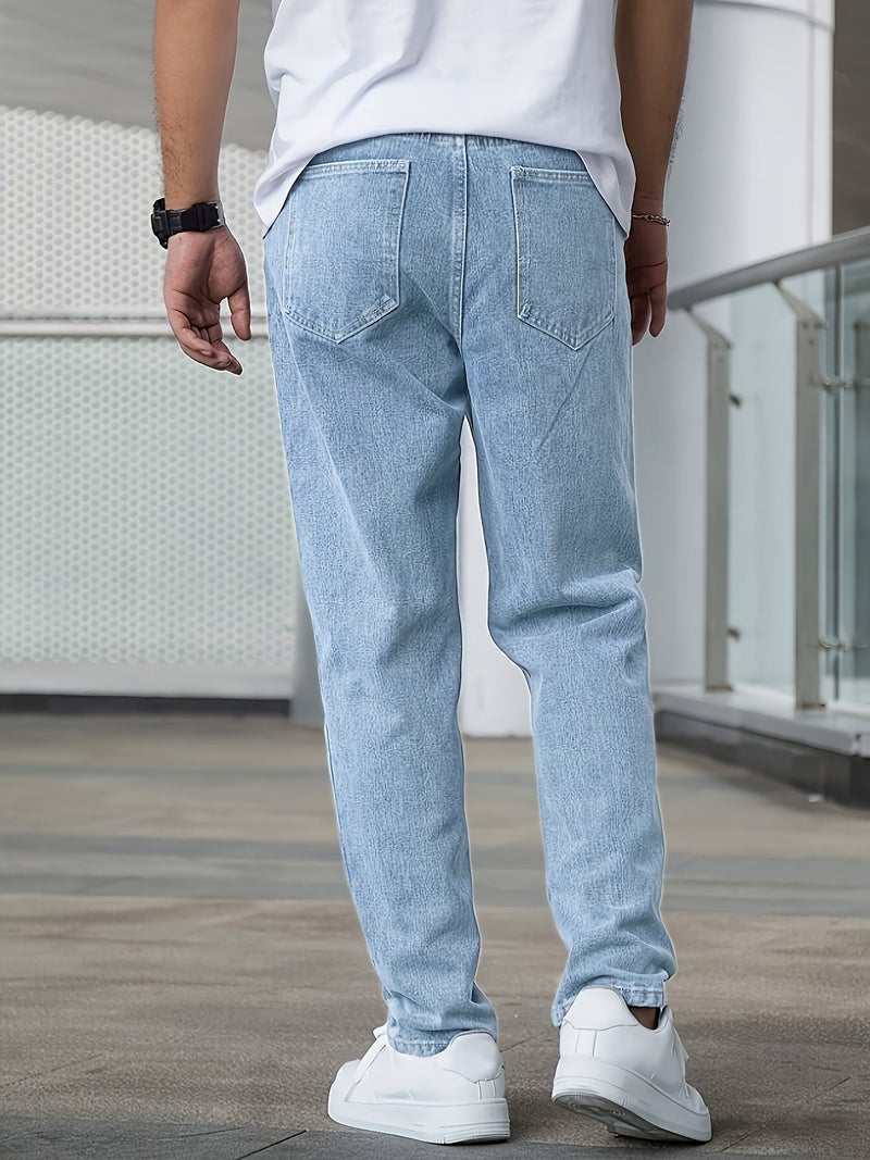 Men'S Spring And Summer Casual Stretch Denim Jeans, Medium Elasticity Blue Denim Fabric, Easy And Stylish Style, Suitable for Daily Wear in Various Occasions - Image 4