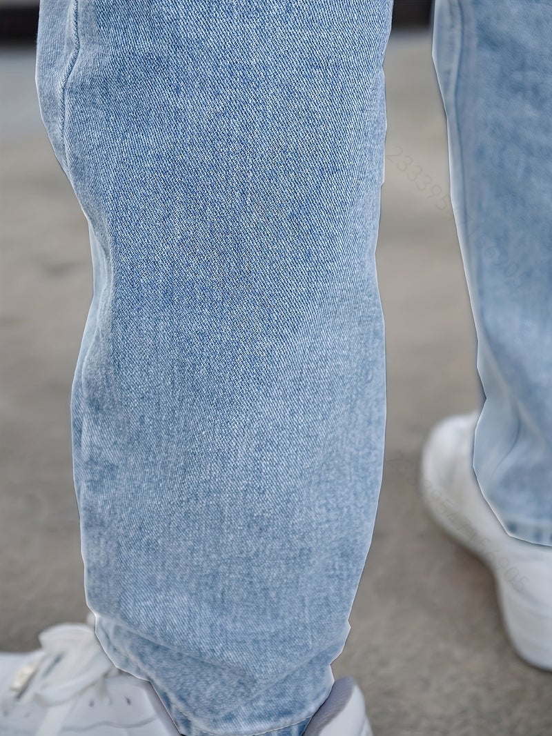 Men'S Spring And Summer Casual Stretch Denim Jeans, Medium Elasticity Blue Denim Fabric, Easy And Stylish Style, Suitable for Daily Wear in Various Occasions - Image 5