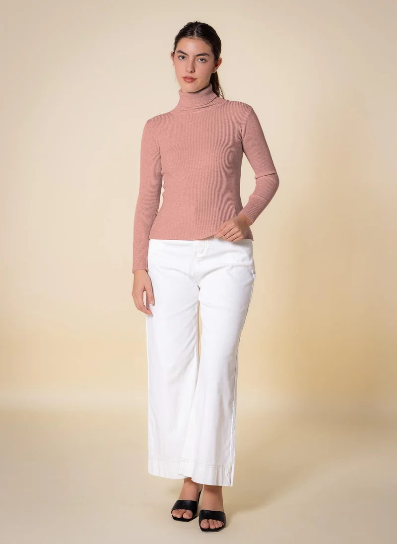 Shapes Pink KNITTED HIGH-NECK TOP for Women | Best Price UAE