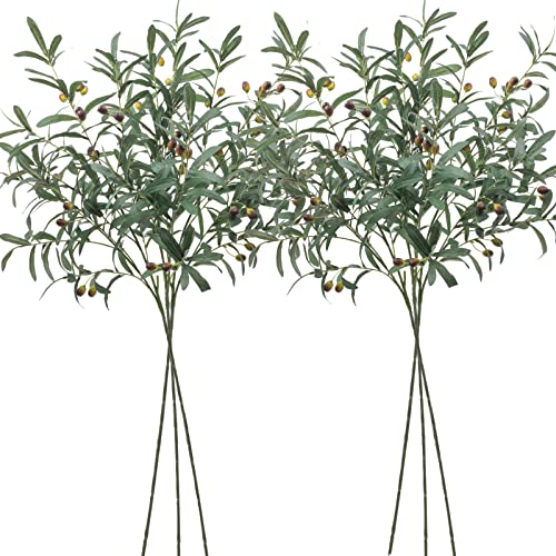 SHACOS 6 PCS Fake Olive Branches for Vases 39 Tall Long Greenery Stems Faux Olive Tree Branches Artificial Olive Leaf Stems with Olive Fruits Fake Plant for Home Wedding Greenery Decor