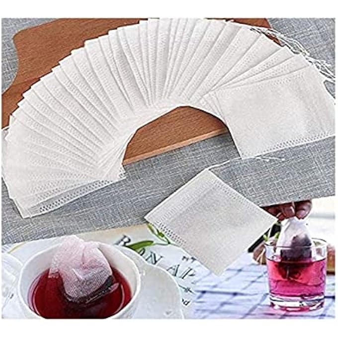 ECVV 200Pcs Disposable NonWoven Tea Bag Filter Seasoning Drawstring Sealed - Image 1