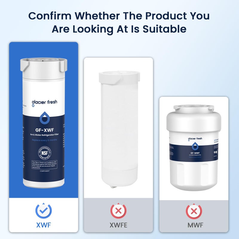 GLACIER FRESH XWF Replacement for GE XWF Refrigerator Water Filter Pack of 3 (Not XWFE) - Image 2
