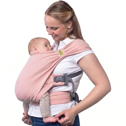 Boba Bliss PreWrapped Baby Carrier with Buckle Newborn to 735 lbs Light Breathable Easy to Adjust Hybrid Infant Sling Toddler Carrier Certified HipHealthy for 018 Months Bloom - Image 1