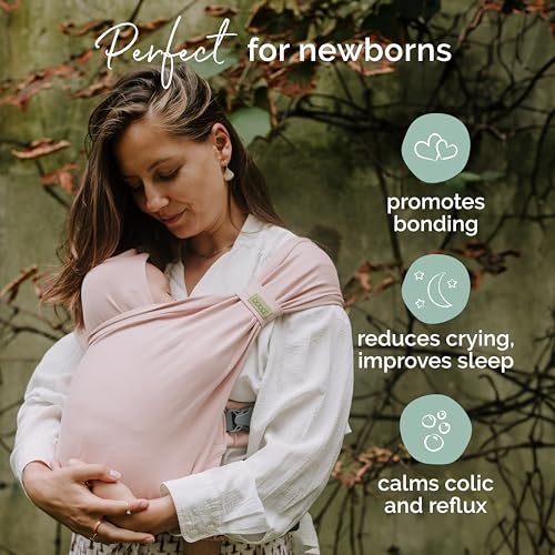 Boba Bliss PreWrapped Baby Carrier with Buckle Newborn to 735 lbs Light Breathable Easy to Adjust Hybrid Infant Sling Toddler Carrier Certified HipHealthy for 018 Months Bloom - Image 3