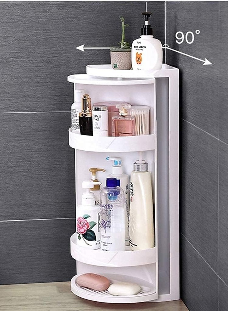 DubaiGallery 360 Degree Bathroom Swivel Corner Shelf White  - Image 2