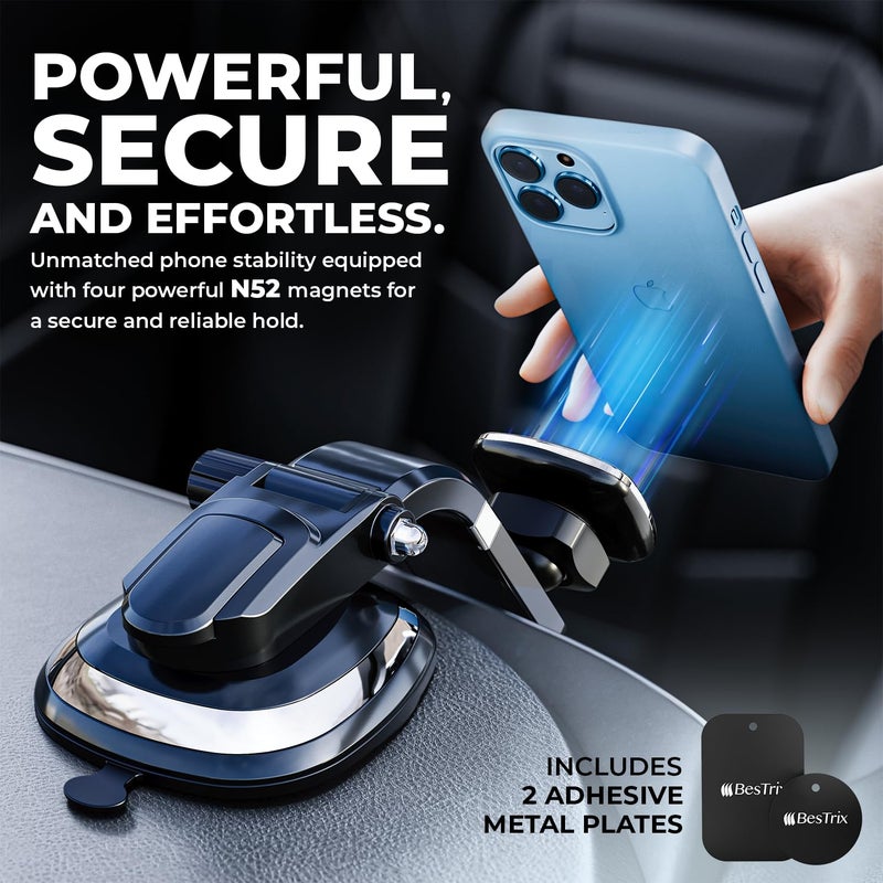 BESTRIX Phone Holder for Car, Magnetic Car Phone Mount | Dashboard Car Phone Holder Compatible with iPhone 15, 14,13,12,11Pro,Xr,XS Pro MAX Galaxy S24 23 22 21 20 Ultra Note S8 S9 S10 & All Smartphone - Image 2