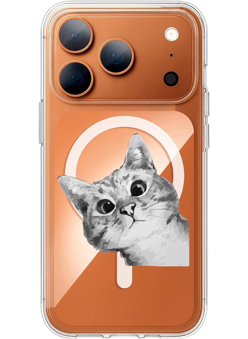 Theodor Magnetic Case for Apple iPhone 17 Pro Max Compatible with MagSafe Wireless Charging, Shockproof Phone Bumper Cover - Cat Peep - Image 1