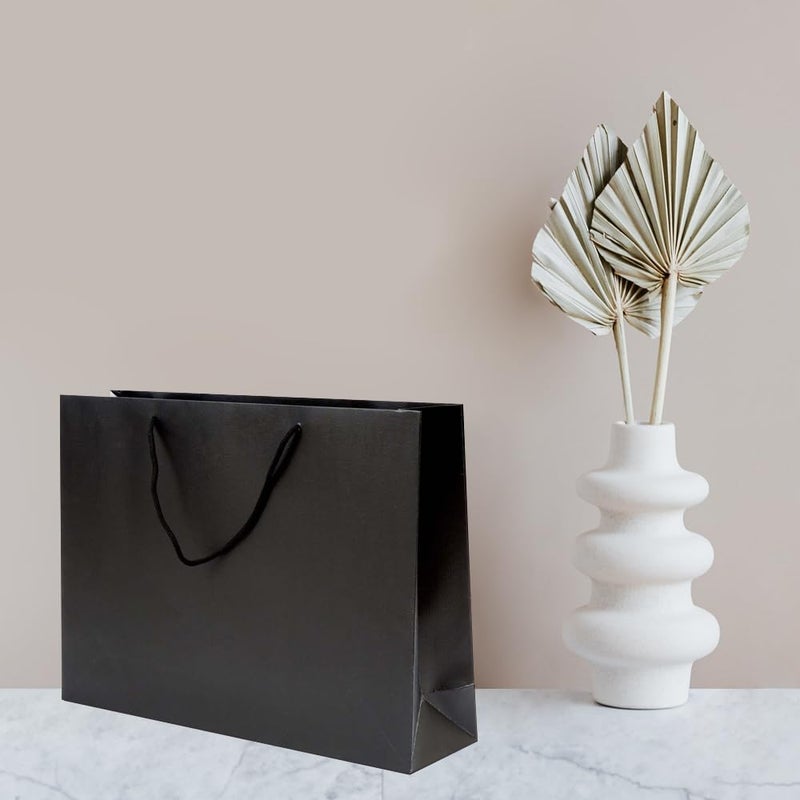 Amit Marketing Black Paper Carry Bag - 250 GSM Kraft Matt Lamination Paper Bags with Braided Cotton Handle I for Return Gifts Carrying Packaging Shopping Grocery Parcel Take Out - L15xW4.25xH11 Inch (10 Pcs) - Image 4