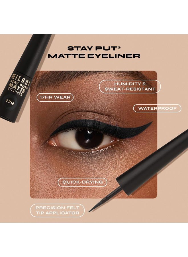 MILANI Stay Put Matte Liquid Eyeliner - Black, Waterproof, 17H Wear, Cruelty-Free, Vegan, Smudgeproof, Long Lasting - Image 2