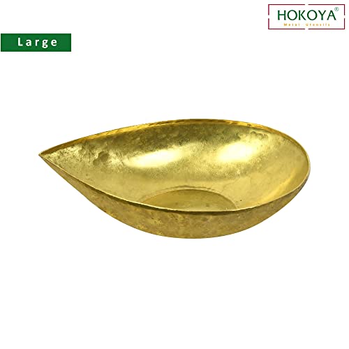 HOKOYA Pital Formal Diya Sets for Diwali / Dussehra / Evening Puja in Home / Mandir / Temple (Large, 12) - Image 4