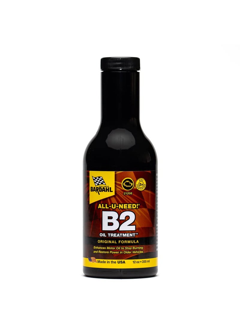 BARDAHL Bardahl B2 Engine Protection Motor Oil Additive - Zinc Engine Restore & Oil Burning Guard - Oil Treatment Designed to Lubricate & Reduce Wear on Older Cars & High Mileage Engines - 12 fl oz (1 Pack)  - Image 1