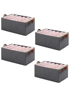 TYCOM Foldable Clothes Storage Bins with Handles 4 Pack Closet Organizer Bins for Clothes Toys Office Supplies Sundries 47 By 28 By 20 CM Gray.  - Image 1