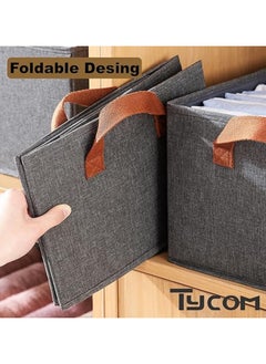 TYCOM Foldable Clothes Storage Bins with Handles 4 Pack Closet Organizer Bins for Clothes Toys Office Supplies Sundries 47 By 28 By 20 CM Gray.  - Image 3