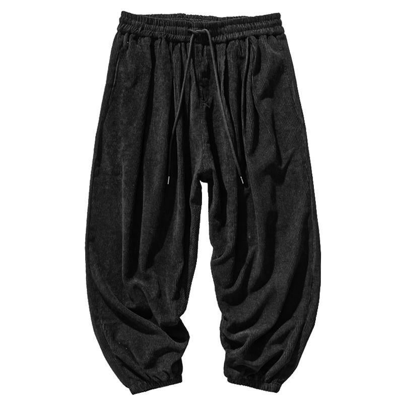 Chinese Style Corduroy Casual Pants Men Black  - Image 1