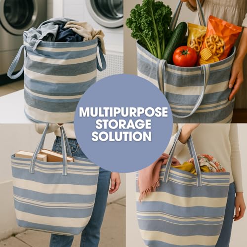 Värde Laundry Bag with Handle Pack of 1 | Foldable Clothes Laundry Bag | Also Works as Carry Bag | Lightweight & Durable | Perfect for College, Travel, and Daily Use | Kerala Blue Bell - Image 3