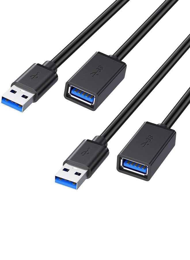 [2 Pack] 0.5m/50cm USB Extension Cable Type A 3.0 Extender Cord, Male to Female High Speed Transfer Compatible with USB Flash Drive, Keyboard, WiFi Adapter, PS5/4/Xbox, VR Headset,Controller