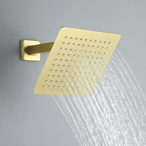 JOYWELL Shower Faucet Brushed Gold Shower System 8 Inches Rain Shower and Handheld Shower Combo,2-Function Shower Fixtures Included Shower Trim Kit - Image 3