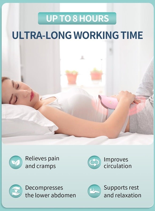 Slimpal وسادة تدفئة للحيض لتقلصات الدورة الشهرية، معتمدة من إدارة الغذاء والدواء الأمريكية، وسادة تدفئة محمولة لاسلكية لتخفيف آلام الدورة الشهرية، حزام تدفئة كهربائي، يعمل حتى 8 ساعات متواصلة، هدايا للنساء والفتيات، وردي - Image 2