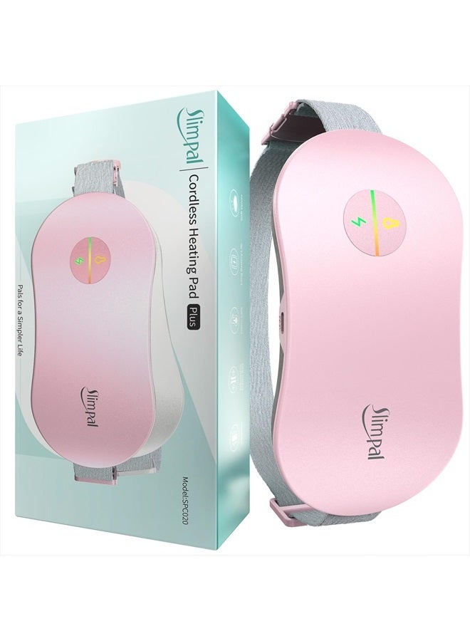 Slimpal وسادة تدفئة للحيض لتقلصات الدورة الشهرية، معتمدة من إدارة الغذاء والدواء الأمريكية، وسادة تدفئة محمولة لاسلكية لتخفيف آلام الدورة الشهرية، حزام تدفئة كهربائي، يعمل حتى 8 ساعات متواصلة، هدايا للنساء والفتيات، وردي - Image 1