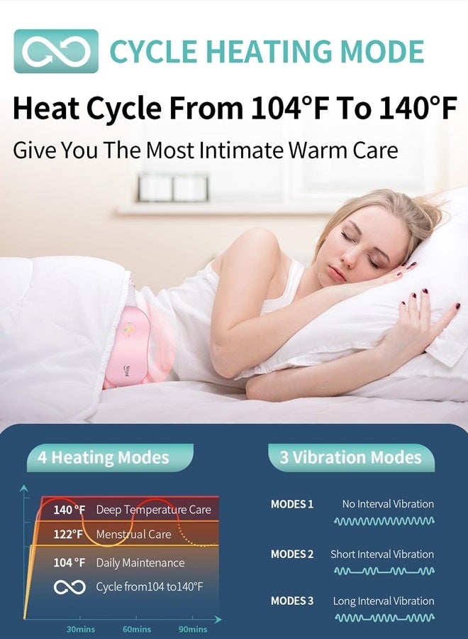 Slimpal وسادة تدفئة للحيض لتقلصات الدورة الشهرية، معتمدة من إدارة الغذاء والدواء الأمريكية، وسادة تدفئة محمولة لاسلكية لتخفيف آلام الدورة الشهرية، حزام تدفئة كهربائي، يعمل حتى 8 ساعات متواصلة، هدايا للنساء والفتيات، وردي - Image 3