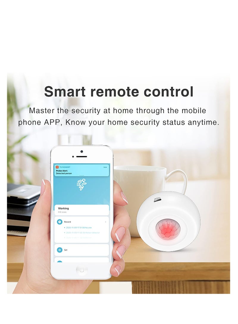 SYOSI WiFi Smart Motion Sensor, Wireless PIR Motion Detector, Indoor Infrared Sensor with Free App Alerts, 360 Degree Detection Range, No Hub Required, Home Security Alarm Compatible with Alexa  - Image 3