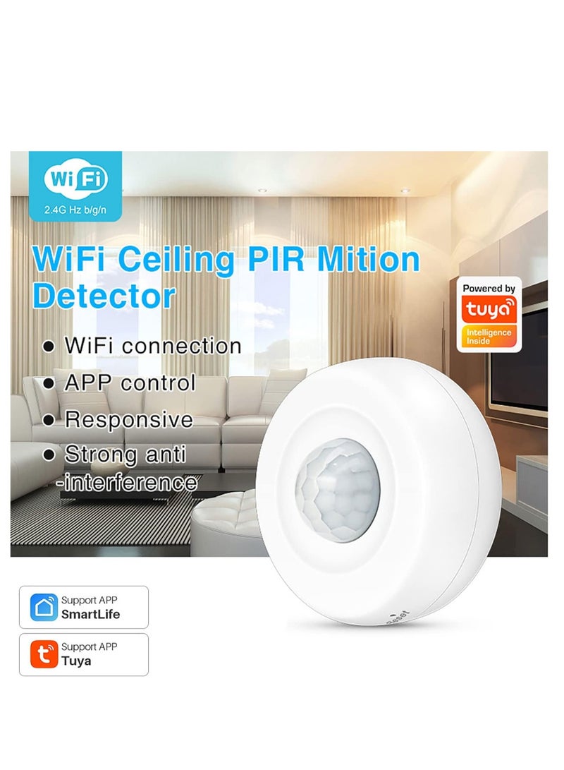 SYOSI WiFi Smart Motion Sensor, Wireless PIR Motion Detector, Indoor Infrared Sensor with Free App Alerts, 360 Degree Detection Range, No Hub Required, Home Security Alarm Compatible with Alexa  - Image 2