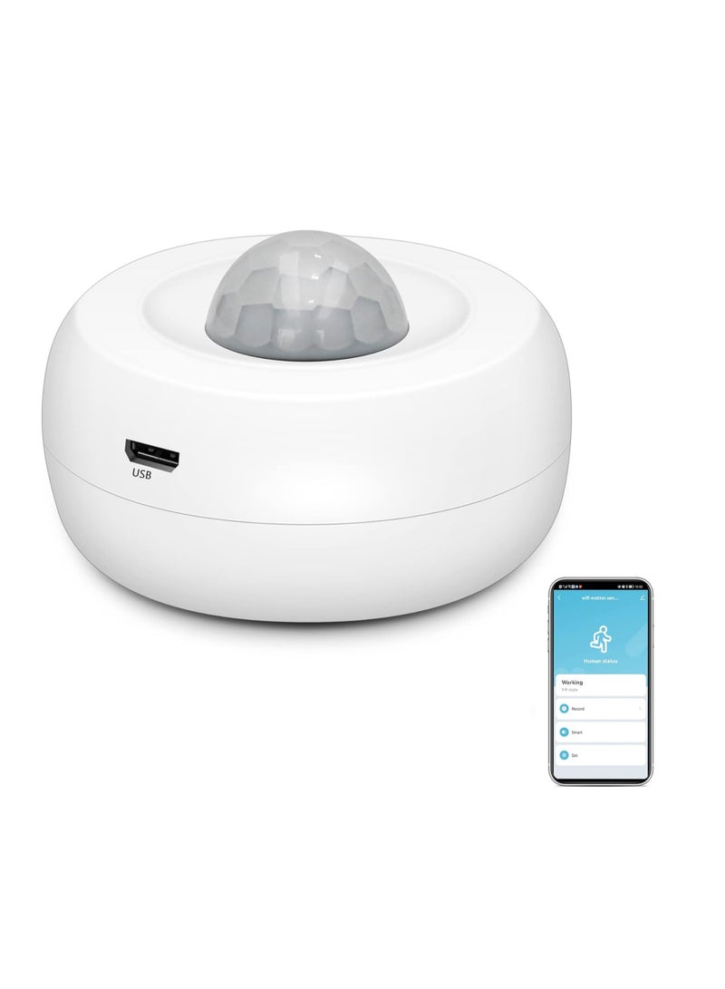 SYOSI WiFi Smart Motion Sensor, Wireless PIR Motion Detector, Indoor Infrared Sensor with Free App Alerts, 360 Degree Detection Range, No Hub Required, Home Security Alarm Compatible with Alexa  - Image 1