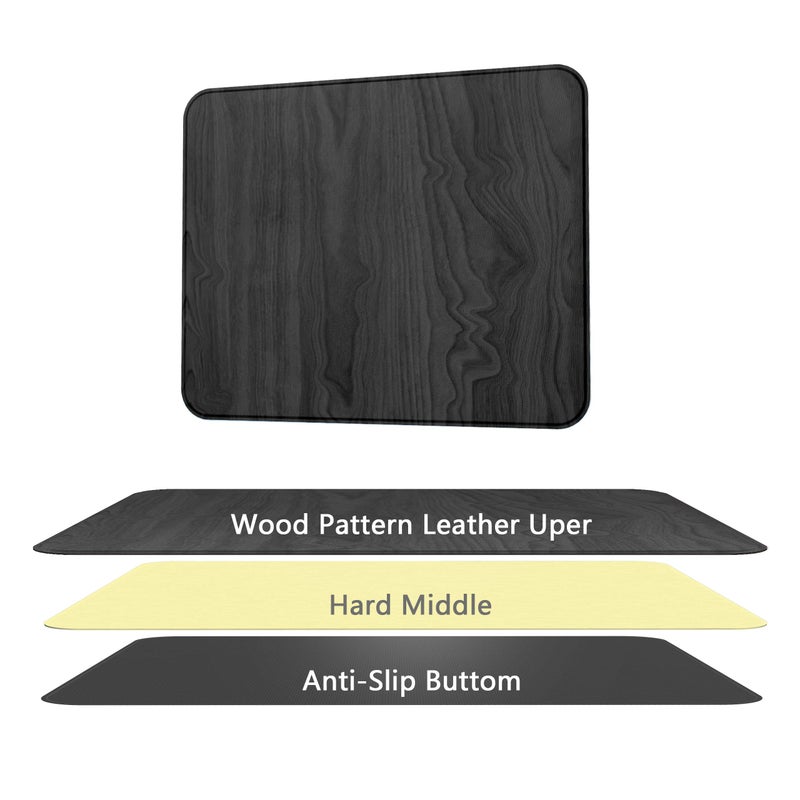 YSAGi Hard Mouse Pad,Ultra Thin Wood-Textured PU Leather Mouse Mat,Waterproof Non-Slip Rubber Base Mousepad for Office/Home/Gaming (Grey) - Image 3