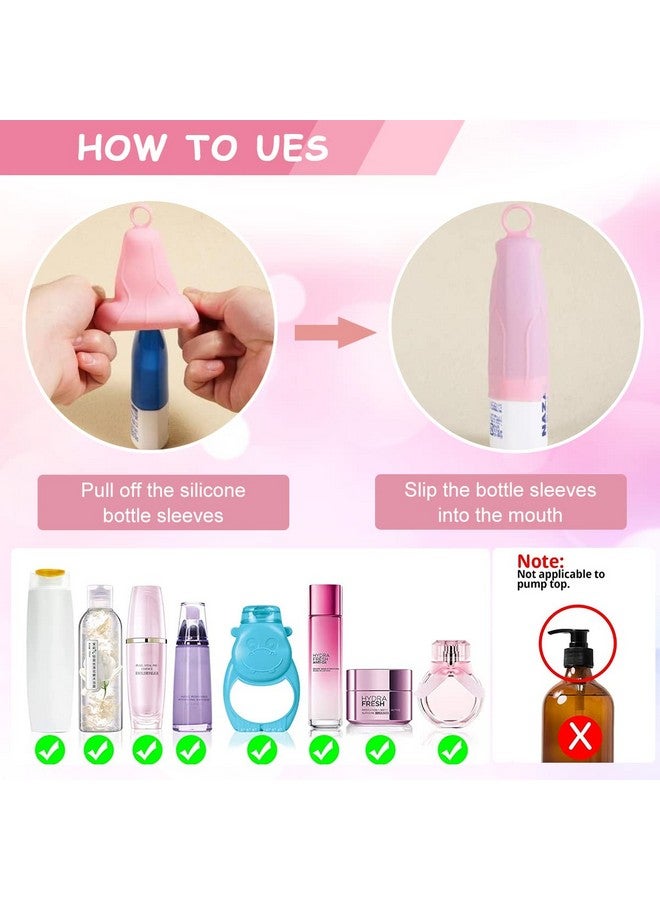 MAYCREATE¬Æ 8 Pack Elastic Sleeves for Travel Bottles for Toiletries Leak Proofing, Silicone Cover for Bottle, Leakproof Travel Toiletry Bottles Sleeve Reusable Travel Accessories with Loop Handle - Image 3