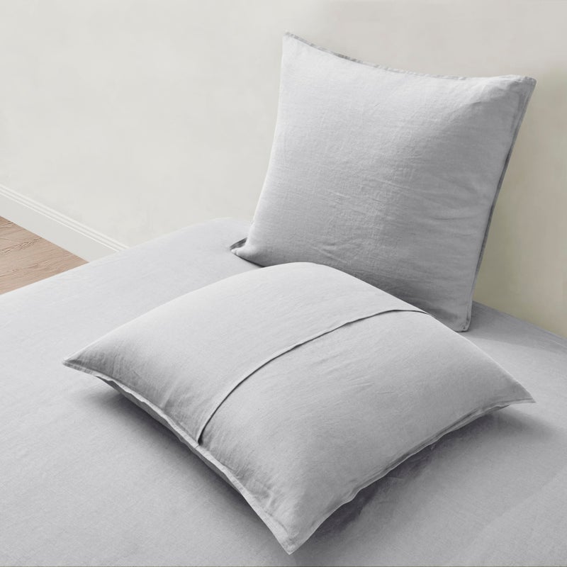 ATLINIA Linen Pillow Cases Euro Sham - 26 x 26 Inch Bed Pillow Protector Cover Set of 2 Bedding Cooling Neutral Pillowcase Shams Light Grey - Image 3