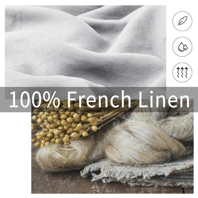 ATLINIA Linen Pillow Cases Euro Sham - 26 x 26 Inch Bed Pillow Protector Cover Set of 2 Bedding Cooling Neutral Pillowcase Shams Light Grey - Image 4