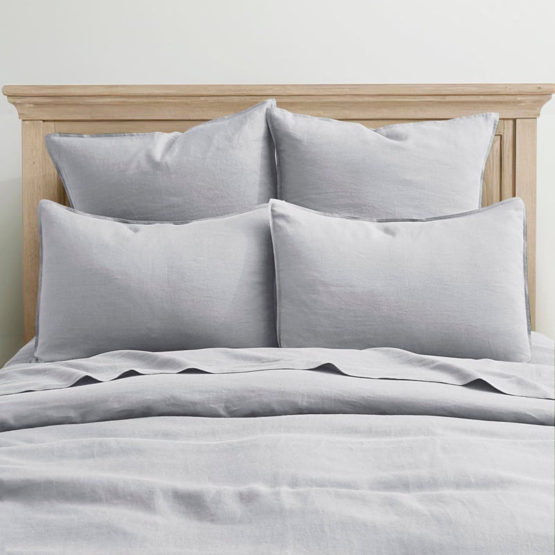 ATLINIA Linen Pillow Cases Euro Sham - 26 x 26 Inch Bed Pillow Protector Cover Set of 2 Bedding Cooling Neutral Pillowcase Shams Light Grey - Image 5