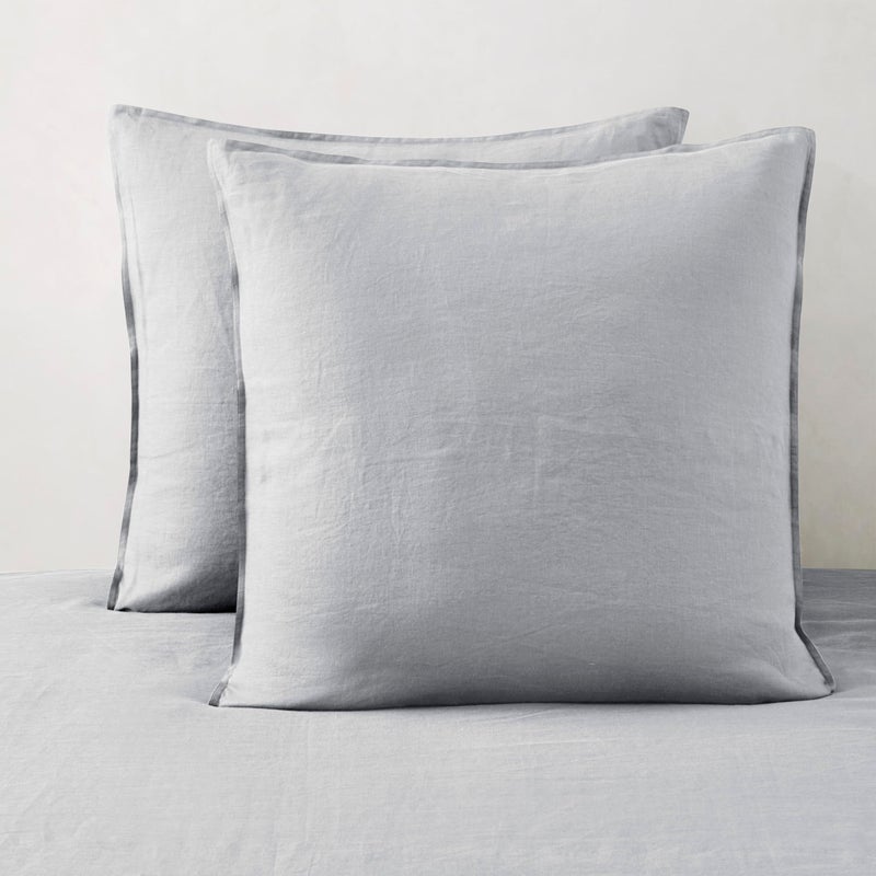 ATLINIA Linen Pillow Cases Euro Sham - 26 x 26 Inch Bed Pillow Protector Cover Set of 2 Bedding Cooling Neutral Pillowcase Shams Light Grey - Image 1