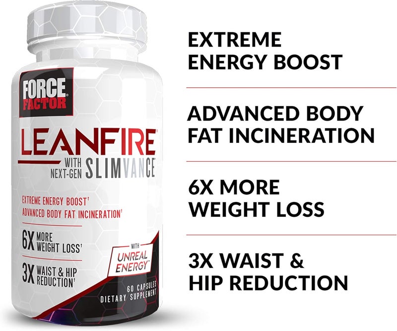FORCE FACTOR LeanFire with NextGen SLIMVANCE Advanced Thermogenic Fat Burner for Weight Loss with B Vitamins and Capsimax to Boost Metabolism Increase Energy and Enhance Focus 60 Capsules - Image 2