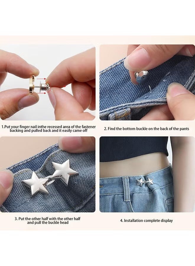 واي جيه 8 مجموعات شداد الخصر، أزرار جان قابلة للفصل لجينز فضفاض، جان زر قابل للضبط مجموعة حزام الخصر، لا يتطلب الخياطة، زر جان فوري مثالي، ضبط زر للسراويل - Image 5