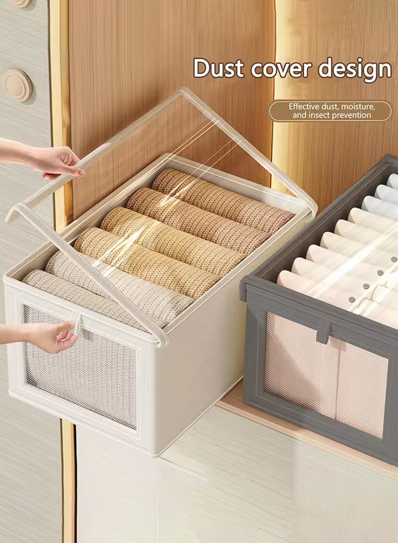 Foldable Storage Box with Handle, Stackable Fabric Storage Organizer Bin, Large Capacity Closet Organizer Box with Clear Window, Space-Saving Foldable Storage Container for Clothes, Bedding, Toys, Home, Bedroom, Wardrobe Organization - Image 4