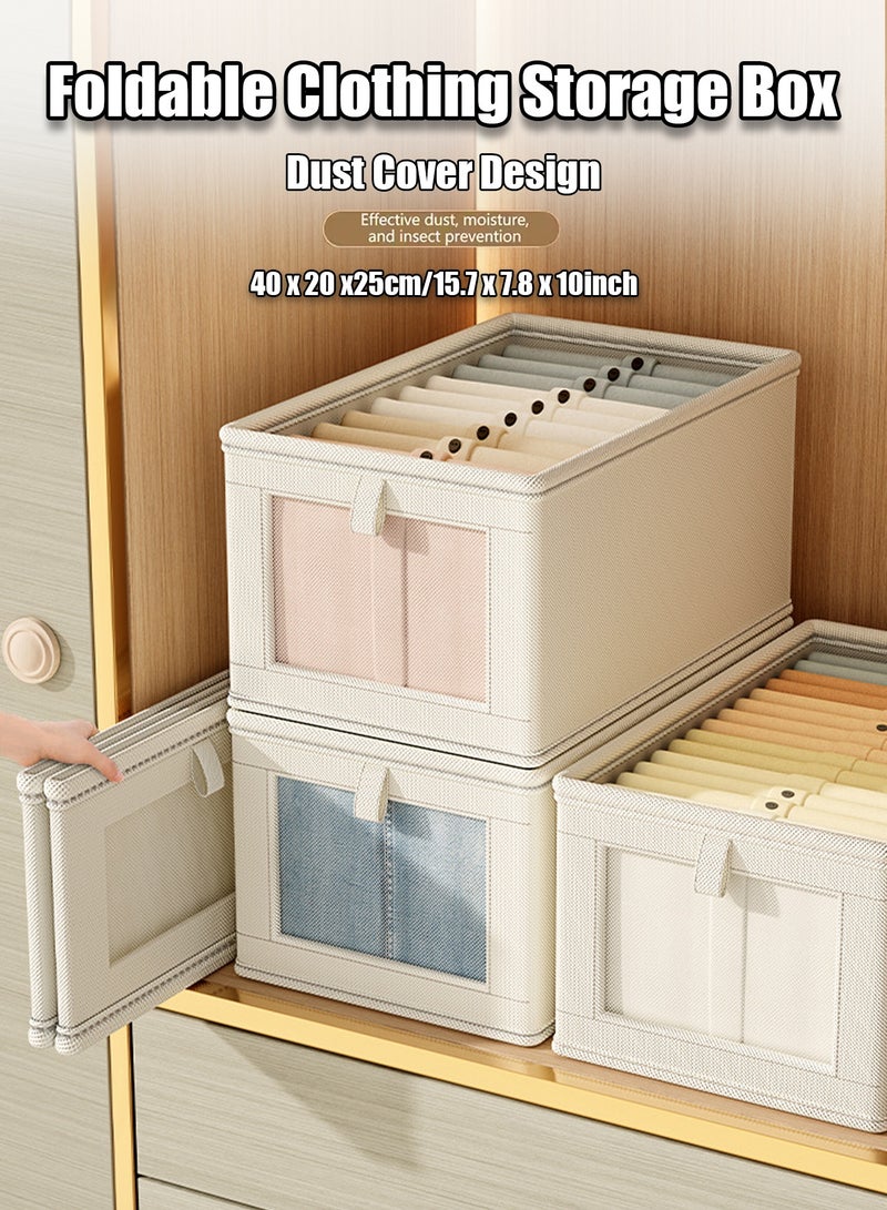 Foldable Storage Box with Handle, Stackable Fabric Storage Organizer Bin, Large Capacity Closet Organizer Box with Clear Window, Space-Saving Foldable Storage Container for Clothes, Bedding, Toys, Home, Bedroom, Wardrobe Organization - Image 1