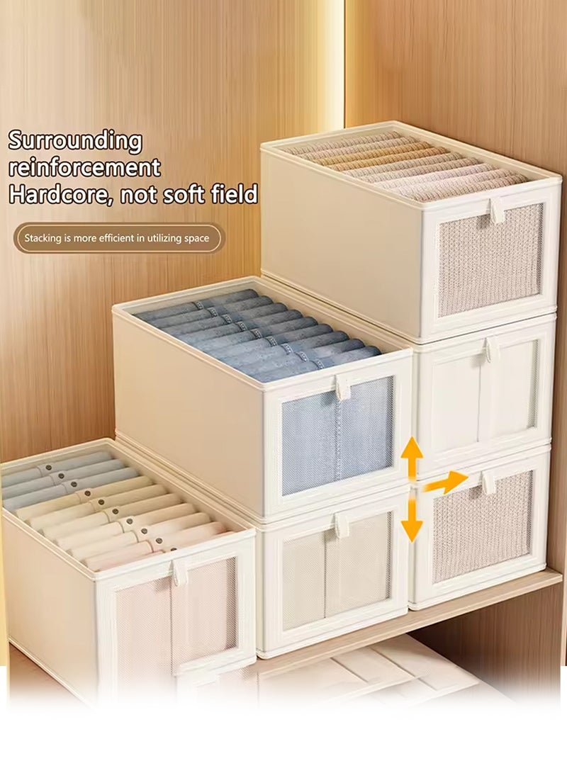 Foldable Storage Box with Handle, Stackable Fabric Storage Organizer Bin, Large Capacity Closet Organizer Box with Clear Window, Space-Saving Foldable Storage Container for Clothes, Bedding, Toys, Home, Bedroom, Wardrobe Organization - Image 3