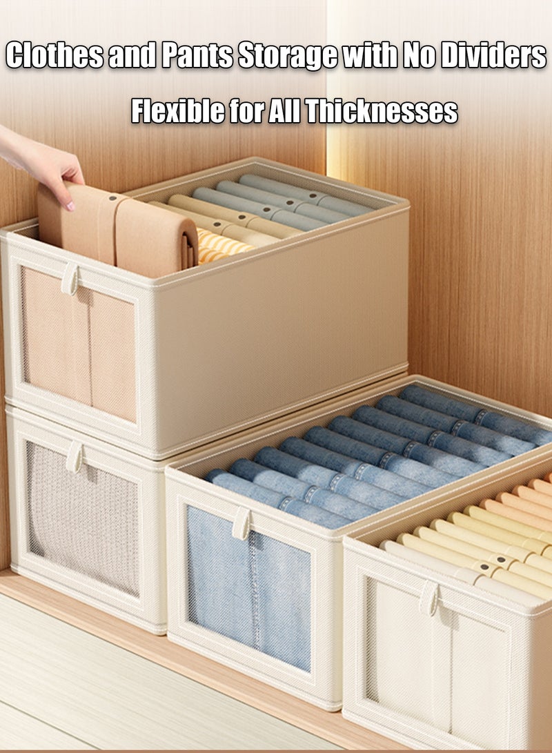 Foldable Storage Box with Handle, Stackable Fabric Storage Organizer Bin, Large Capacity Closet Organizer Box with Clear Window, Space-Saving Foldable Storage Container for Clothes, Bedding, Toys, Home, Bedroom, Wardrobe Organization - Image 5