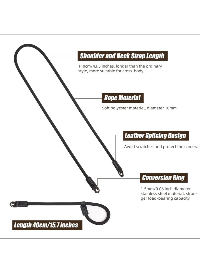 2 Pack Camera Strap with Camera Wrist Strap, 110cm Climbing Rope Camera Strap, Camera Neck Shoulder Strap for Nikon Canon Sony Fuji Micro Single and SLR DSLR Camera - Image 5