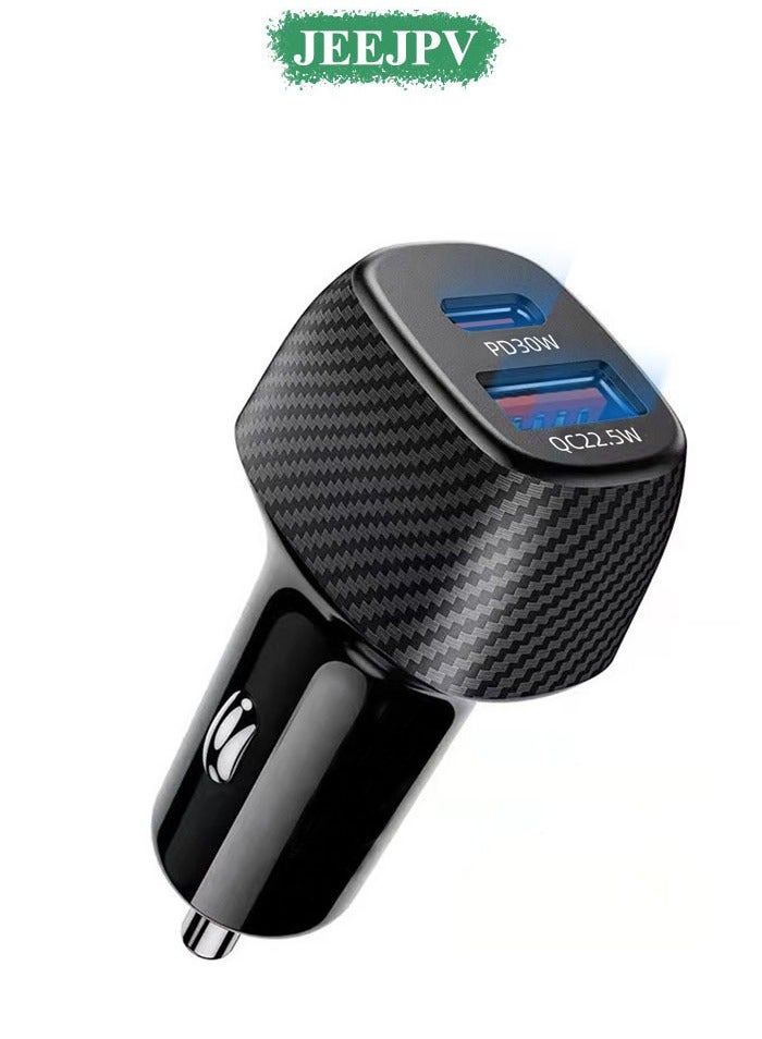 JEEJPV Car Charger, 52W PD USB-C/Quick Charge 3.0 USB Port Adapter with 2 Port, Compatible with iPhone 15 15 Pro 14 Plus 14 Pro Max 13 12 11 SE Xs X, iPad, Samsung Galaxy Note Other Smartphone  - Image 1