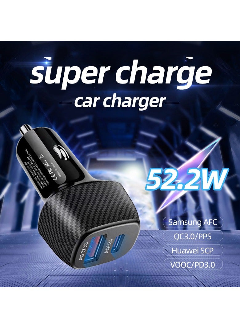 JEEJPV Car Charger, 52W PD USB-C/Quick Charge 3.0 USB Port Adapter with 2 Port, Compatible with iPhone 15 15 Pro 14 Plus 14 Pro Max 13 12 11 SE Xs X, iPad, Samsung Galaxy Note Other Smartphone  - Image 2