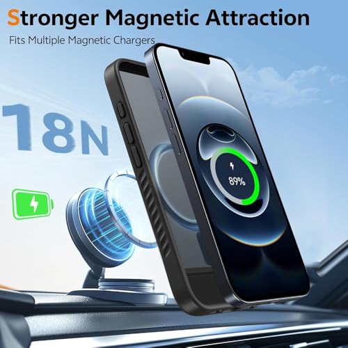 KARWAN®?Ultra Hybrid Matte Back Cover Case Compatible with Stand Magnetic for iPhone 14 Plus | Mag-Safe Wireless Charging | Camera Bump Protection -(Black) - Image 2