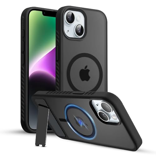 KARWAN®?Ultra Hybrid Matte Back Cover Case Compatible with Stand Magnetic for iPhone 14 Plus | Mag-Safe Wireless Charging | Camera Bump Protection -(Black) - Image 1