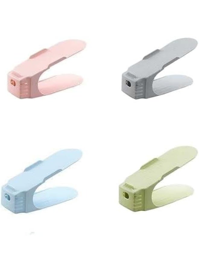 ECVV Durable Adjustable Shoe Organizer Footwear Support Rack Cabinet Slot Saving Storage Stand Closet Space Shoes | 4 PIECES - Image 1