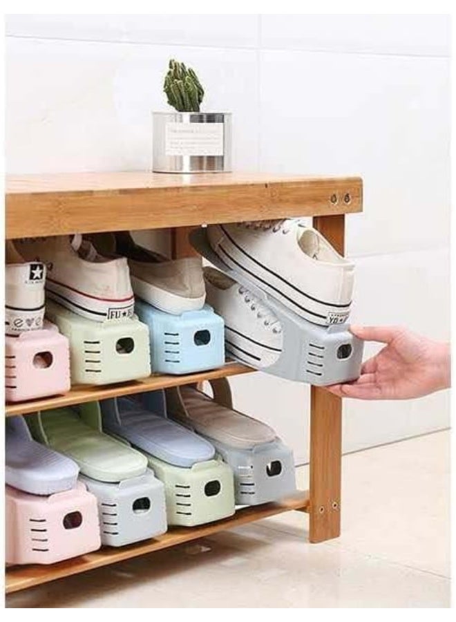ECVV Durable Adjustable Shoe Organizer Footwear Support Rack Cabinet Slot Saving Storage Stand Closet Space Shoes | 4 PIECES - Image 5