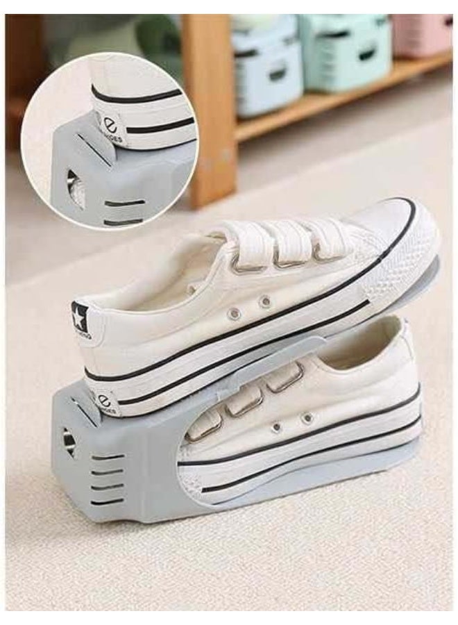 ECVV Durable Adjustable Shoe Organizer Footwear Support Rack Cabinet Slot Saving Storage Stand Closet Space Shoes | 4 PIECES - Image 2